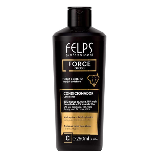 Felps Professional Force Gloss Conditioner, Marineplex and Glycolic Acid, Strengthening Treatment for All Hair Types, 8.45 fl oz (250mL)