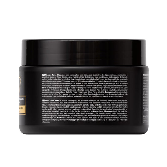 Felps Professional Force Gloss Hair Mask with Marineplex and Glycolic Acid, 300g/10.6oz, Strength and Shine Treatment for All Hair Types